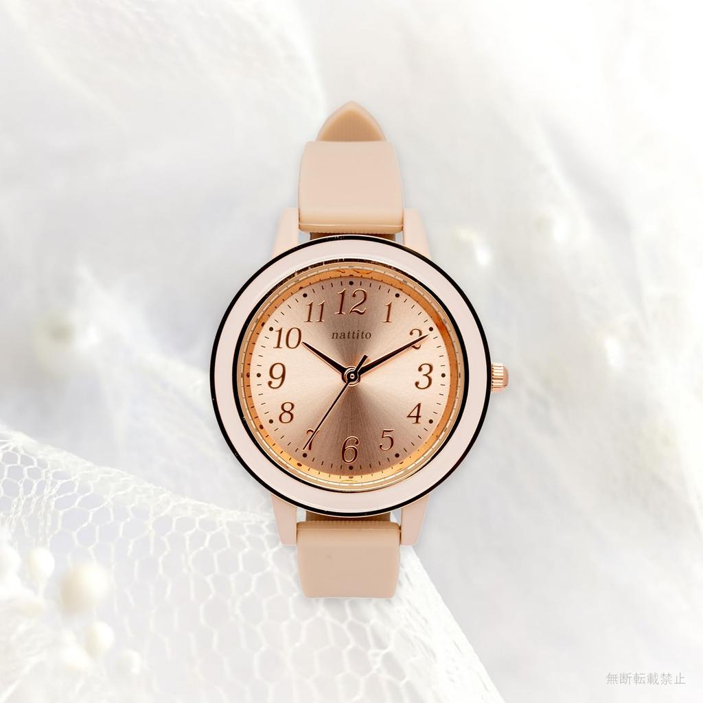 Fieldwork Analog Watch with Silicone Strap and Inner Pink Zille Women's Ring, Gold, Pink, JN038-2