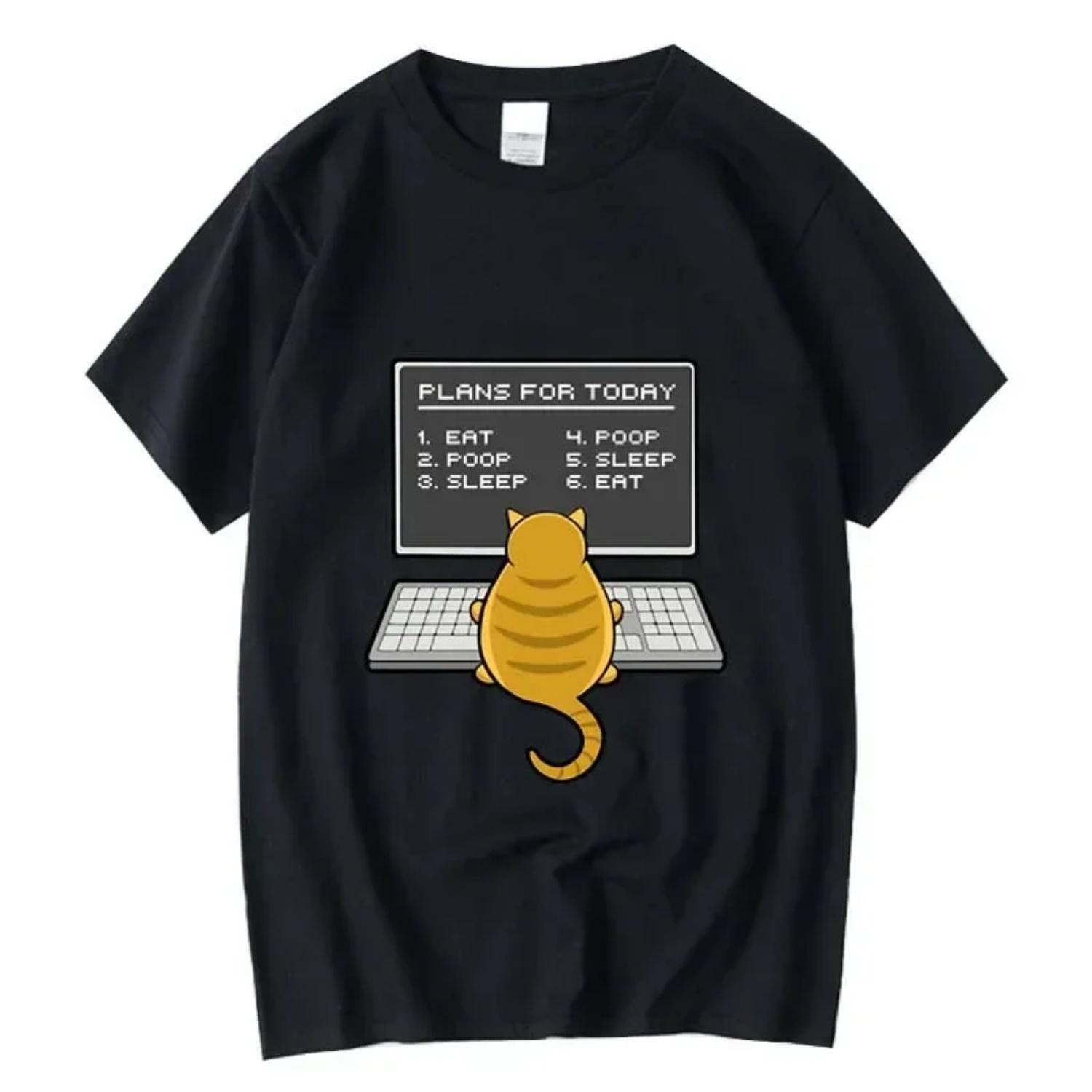 

Summer Funny Programmer Cat Print Casual Cool T Shirt O-neck Female T-shirt Women Tees Shirt Graphic T Shirts Women Clothing S чёрный