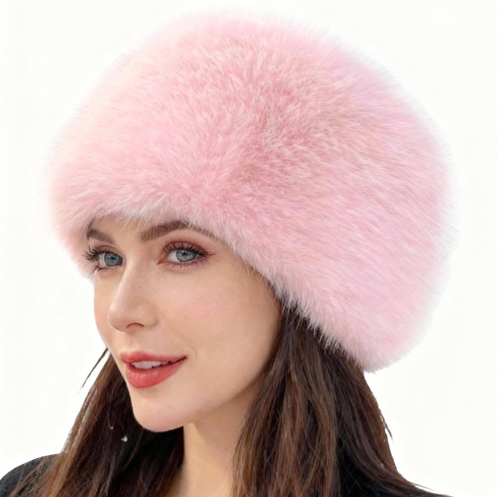 Fashion Plush Fluffy Fur Bucket Hat Warm Furry Panama Cap Ear Protection Soft Mongolian Cap Winter