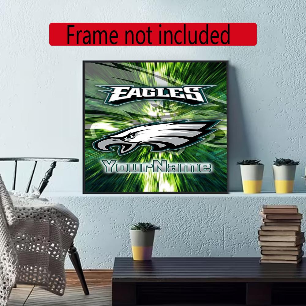Philadelphia Eagles Personalized Name Diamond Paintings Mosaic Wall Round Diamond Art Painting Kits Embroidery Crystal Accessories Frameless