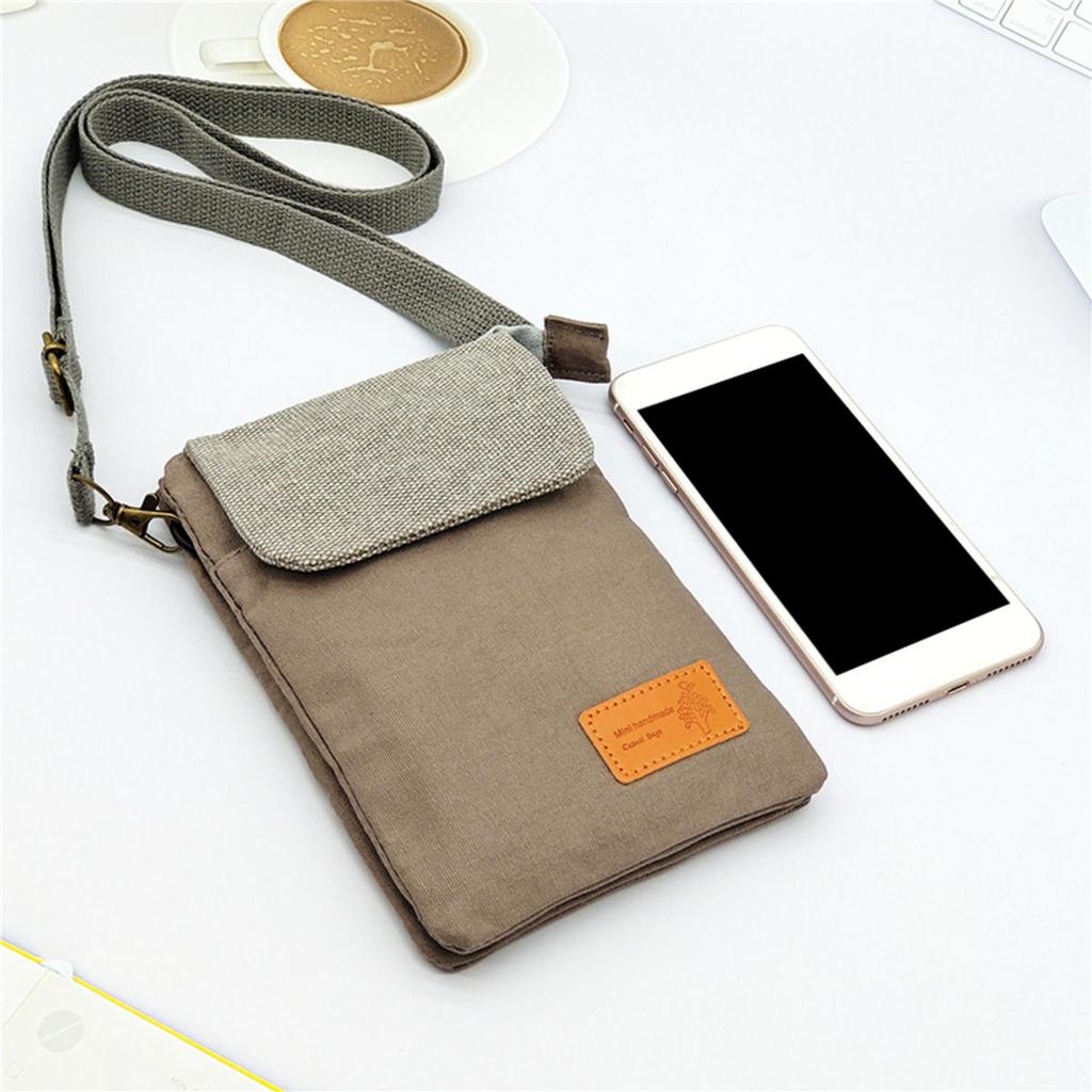Mini Fabric Crossbody Bag  Color Contrast Cell Phone pouch  Vintage Shoulder Purse For Women Small Crossbody Bag