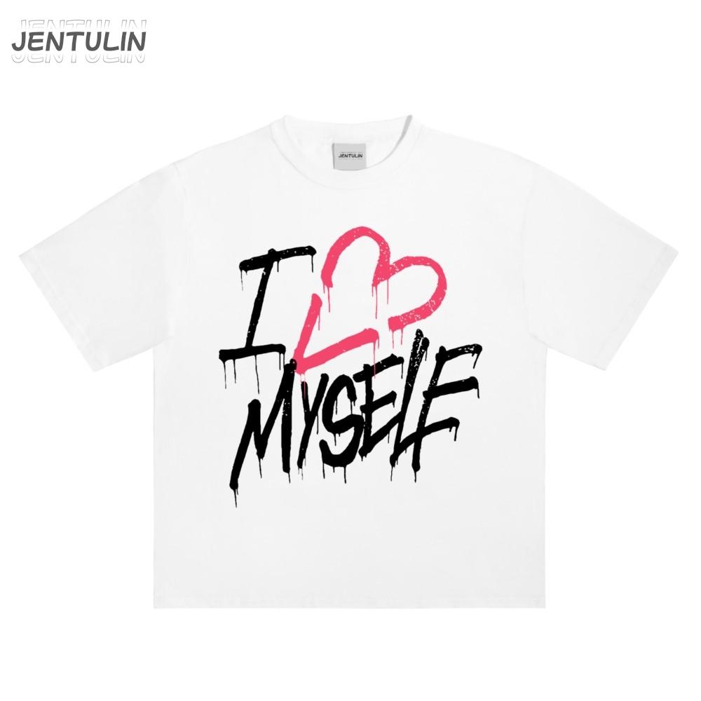 Harajuku Oversized Streetwear Men Clothing Love Myself Graphic Print LIDA Tshirt Cotton Hip Hop Letter Short Sleeve Top Goth Y2k