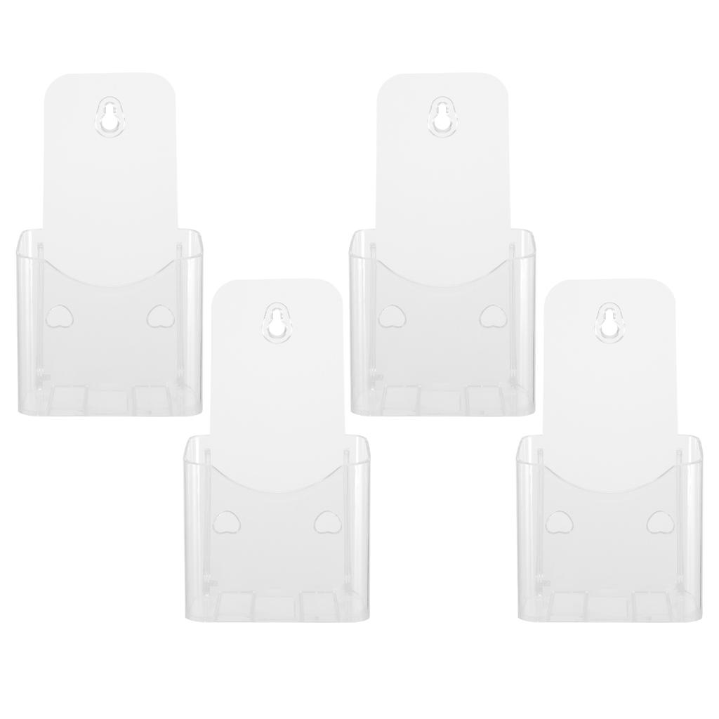 4 Pcs Acrylic Brochure Holder Display Stand Clear Plastic Note Holder Trifold Leaflets Pamphlet Flyer Desk Accessories Ganizer