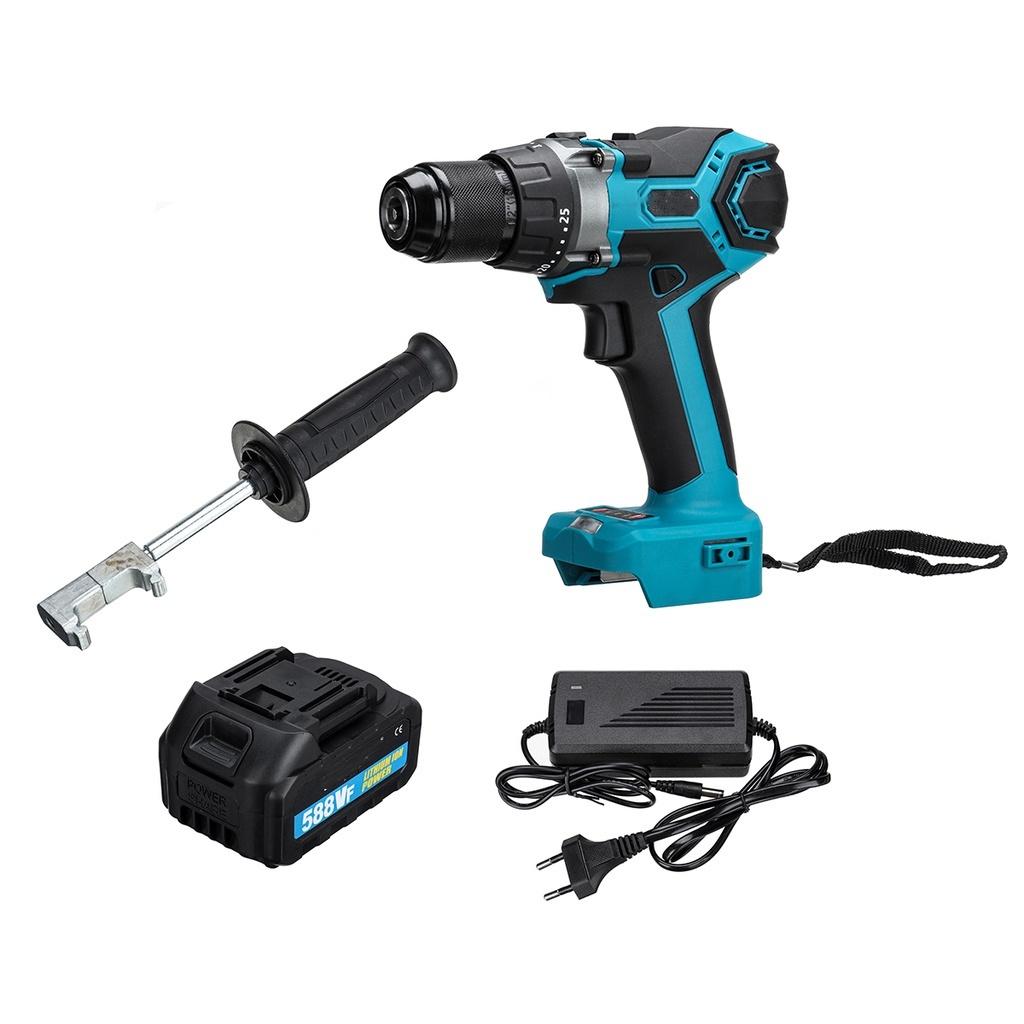 

Синяя бесщеточная электрическая ударная дрель 25+3 крутящий момент 65 Н·м 13 мм шуруповерт вспомогательная рукоятка с литий-ионным аккумулятором для 18 В аккумулятора 1*Battery
