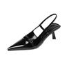 MT-6 French Thin Belt Belt Buckle Pointed Head Thin Heel Single Shoes for Women's New Fashion and Thin Rear Empty Strap High Heels for Women