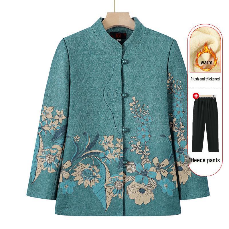 Elderly Women's Spring Coat, New Style for 60-70-Year-Olds, Stand-Up Collar, Long-Sleeve Top for Grandma