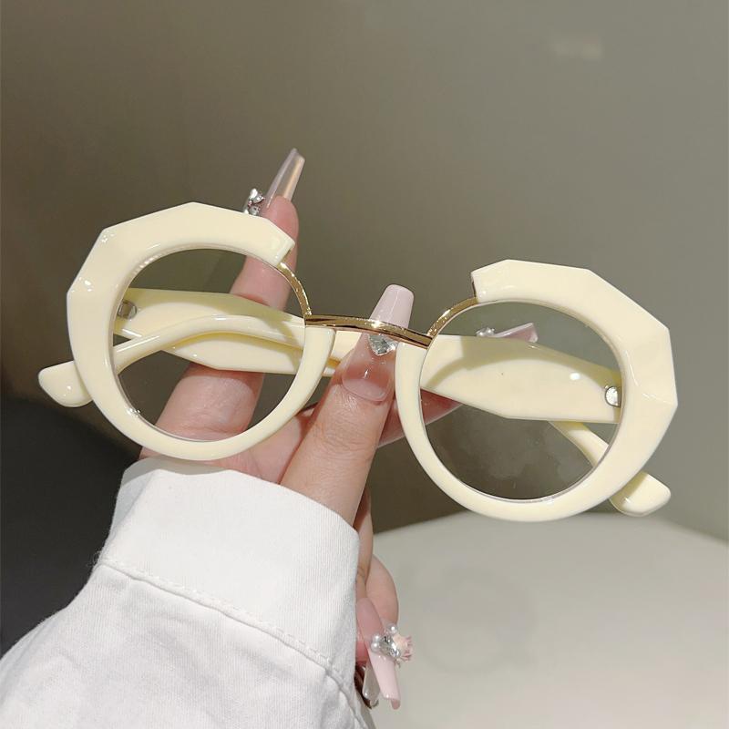 Oversized Irregular Glasses Women  New Fashion Blue Light Blocking Optical Frames Trendy Brand Design Decor Eyewear