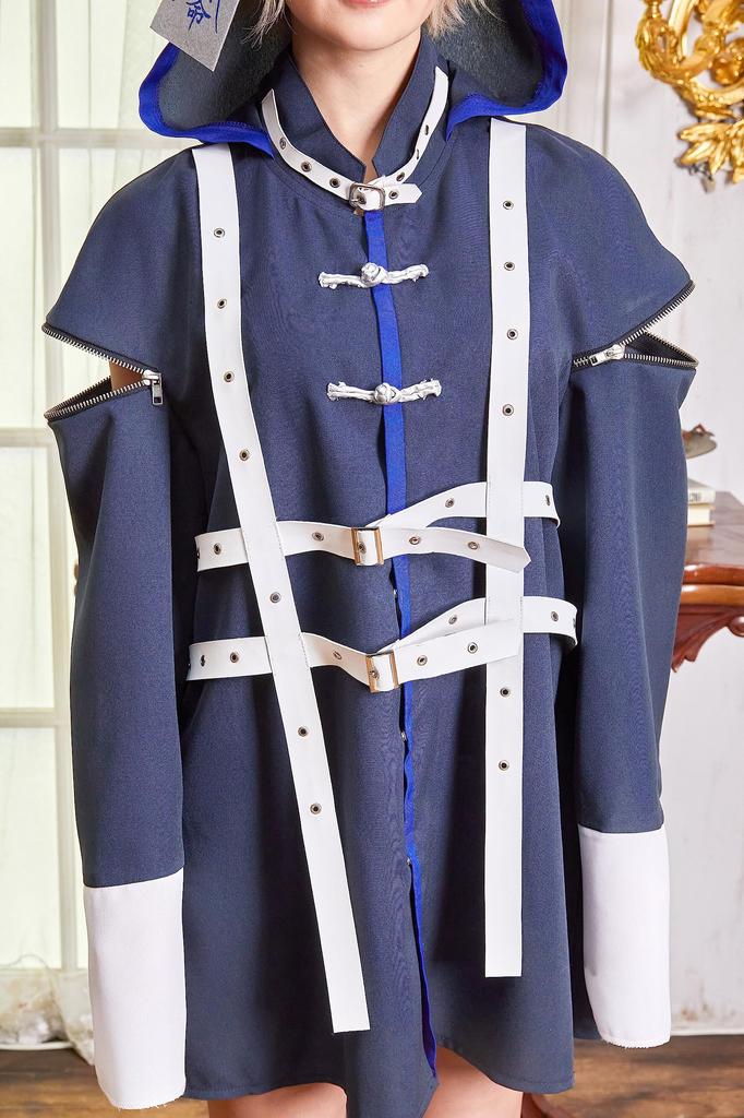 Clearstone Fangled Cosplay Halloween Jiangshi Hemd, Unisex, Blau