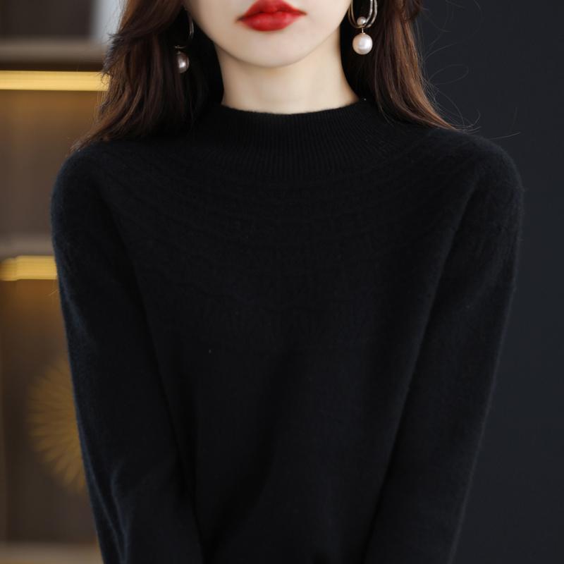 Women's Half Turtleneck Sweater, Qinghe Cashmere, 30% Cashmere 70% Wool, Winter Knitted Pullover Autumn Sweater Cashmere Sweater