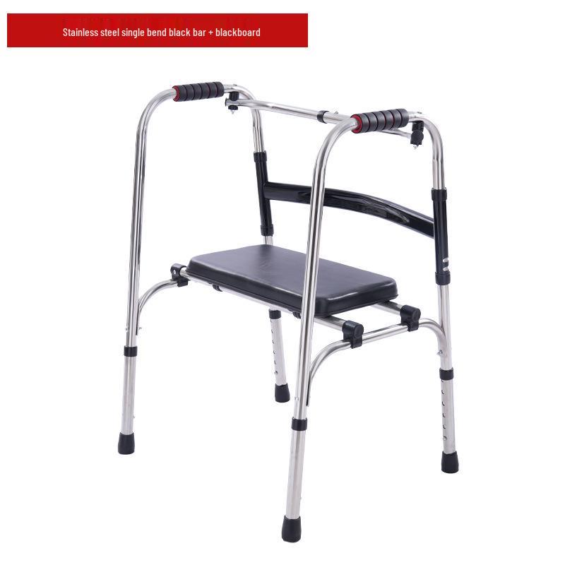 Stainless Steel Rollator Walker with Seat and Wheels - Rehabilitation Support Frame