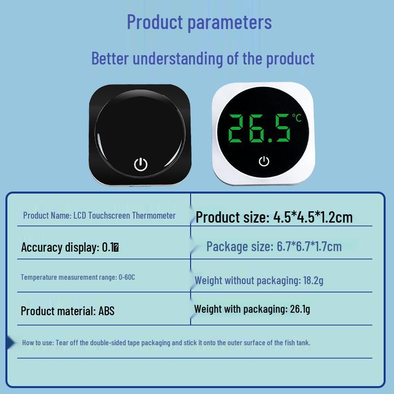Compact High-Precision External Stick-on Aquarium Thermometer – Switchable Temperature Display for Fish Tanks