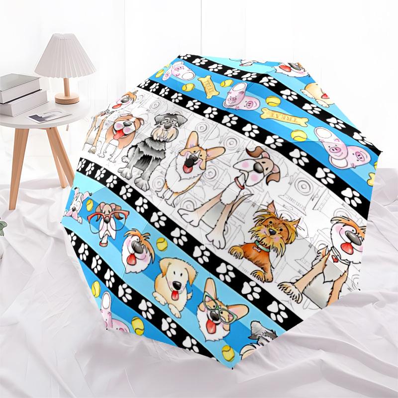 1pc Dogs Paw Prints Automatic Opening/Closing Umbrella with Operation & Windproof Canopy - Folding Design, Holiday Gift Yy260225148