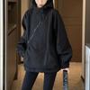 Ladies Hooded Jackets Diagonal Zipper Vintage Autumn Baggy Fashion Outdoor Leisure All-match Lady