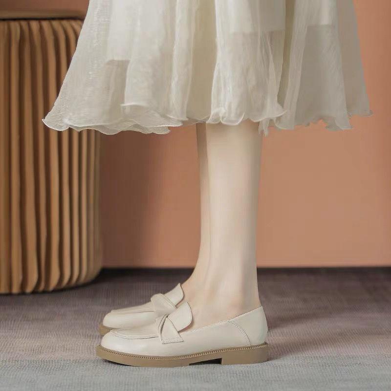 Office Shoes For Women 2025 Low Heel Elegant Square Heels Loafers Luxury Leather Casual Ladies Summer Footwear Shoe Spring Young