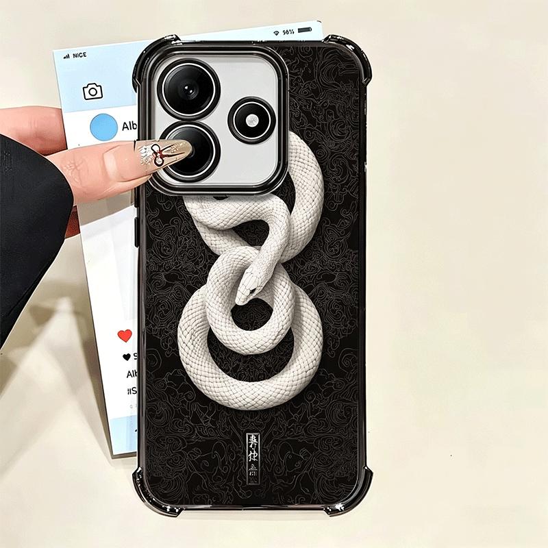 Schwarze Schlangen-Doodle-Vergoldung Handyhülle Für Xiaomi Poco X5 X6 X7 X8 Pro Max F8 Ultra F7 M8 M7 M5S Redmi 15C 15 14C 13C 13 X3 12C F