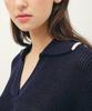 JUN BY JUN K V-Neck Collared Cotton Knit Top_Navy