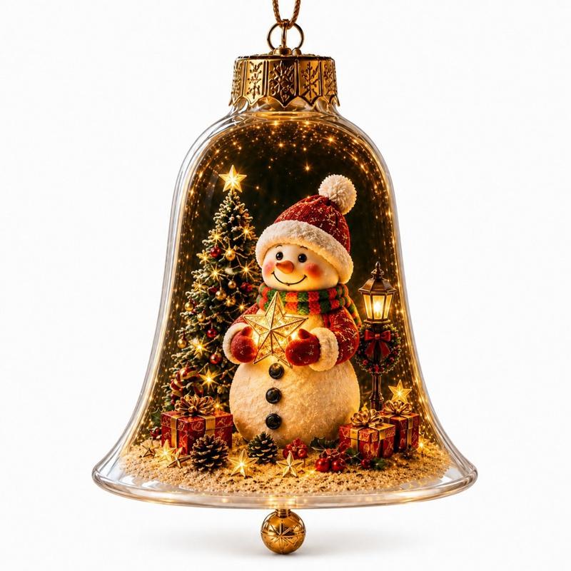 3D Kerst Sneeuwbol Ornament Kerstboom Kerstman Sneeuwpop Gloeiende Hangende Decoratie Kerstdecoraties 2026 Nieuwjaars Cadeaus Navidad