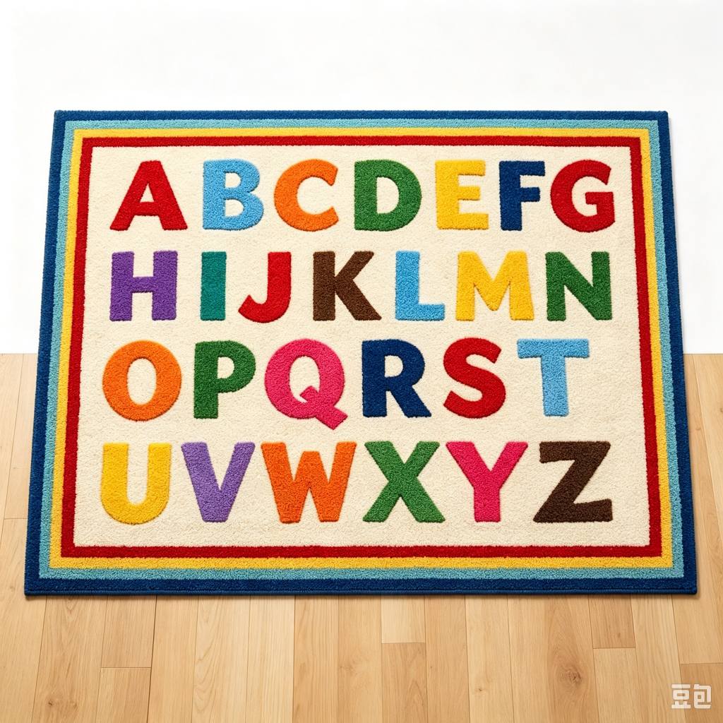 Living Room Rug Alphabet Tree Carpet Blue Playroom Floor Mat Soft NonSlip Educational Study Classroom Area Mat