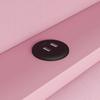 Divano Letto Imbottito 90x200 con Porte USB e Striscia LED, con Scrivania e 2 Cassetti, Rosa