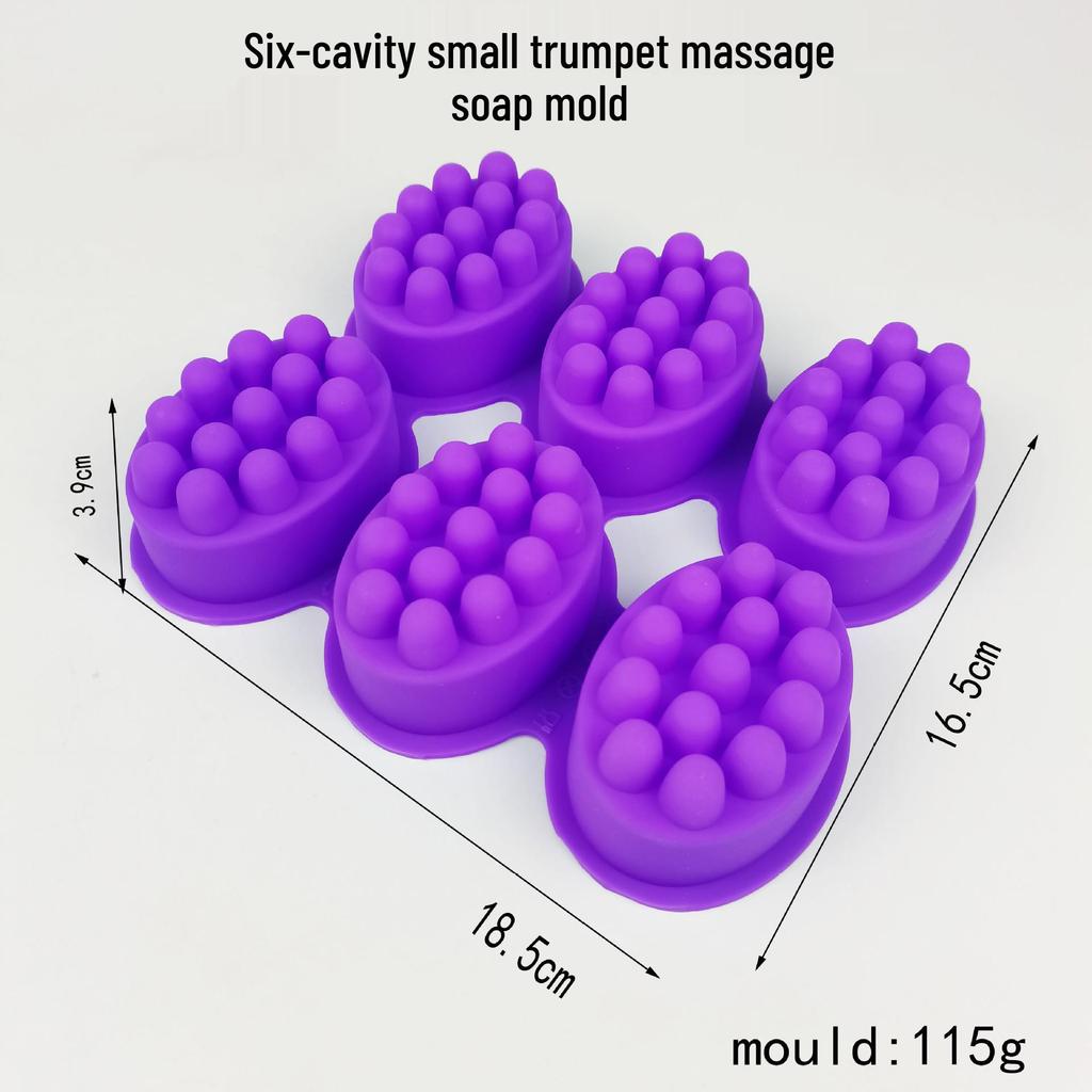 9-Cavity Oval Silicone Massage Soap Mold for DIY Handmade Soap