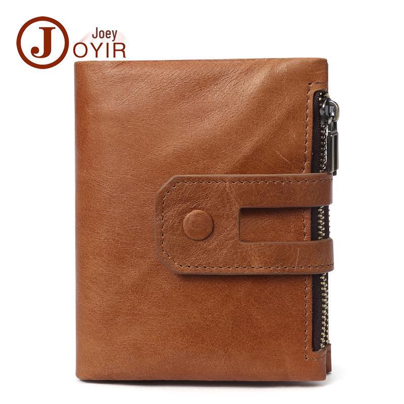 Men's RFID Genuine Leather Double Zipper Wallet - Casual Fashion Multi-Card Retro Clutch Coin Purse