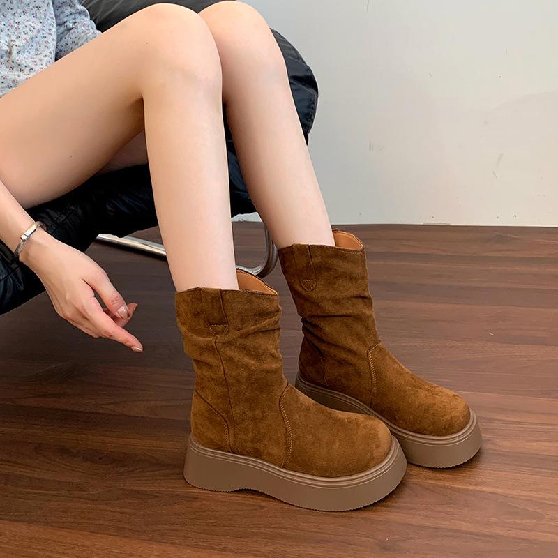 Slim Women's Fashion Not Tired Feet Thick Bottom Heightening Soft Elastic Comfort Shock Absorption Non-slip Casual Sports Boots