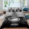 Guitar Duvet Cover Set Music Theme Bedding Set Microfiber Vintage Grey Guitar On Wooden Floor Queen King Size Quilt Cover Set
