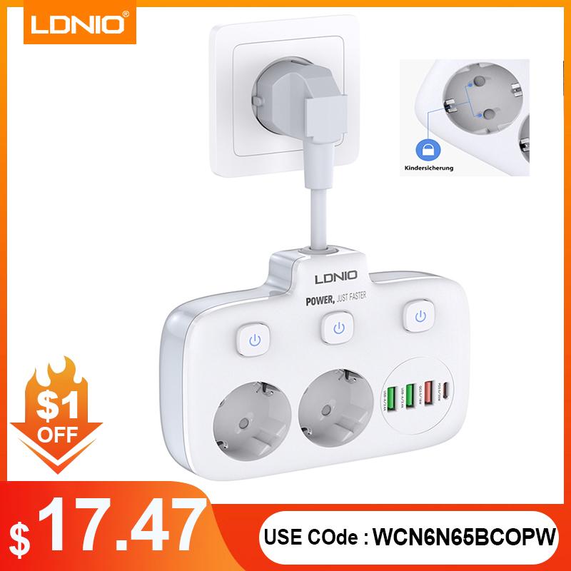

LDNIO SE2435 Удлинитель европейского стандарта с 4 USB-портами, стандартный заземляющий провод, сетевой фильтр, удлинитель, художественная домашняя вилка