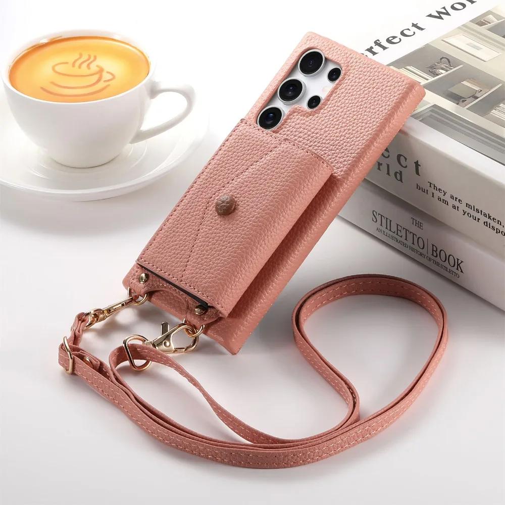 Crossbody Wallet with Card Holder Phone Case for Samsung S25 S24 S23 S22 Ultra Plus A56 A36 A26 A16 A06 A55 A35 A15 A25 Cover