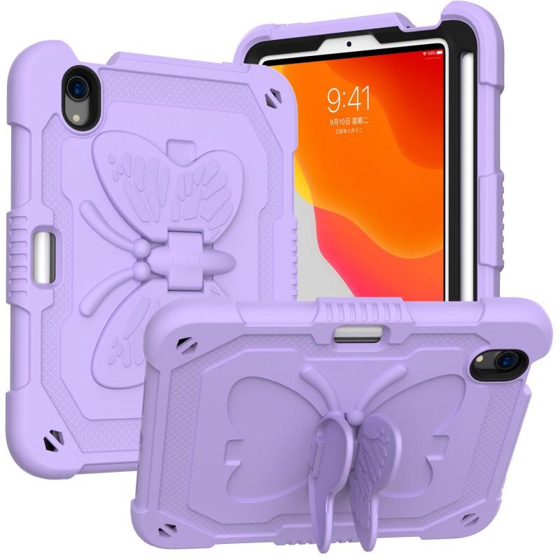 Butterfly Design Silicone Case With Adjustable Stand IPad Mini 6 Kids Learning Anti-Slip Shockproof Cover