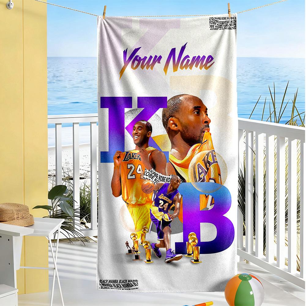 Kobe Customize Your Name Beach Towel Soft Durable Quickdry Suitable For Sports Travel Swimming Yoga Bathroom Beach And Pool
