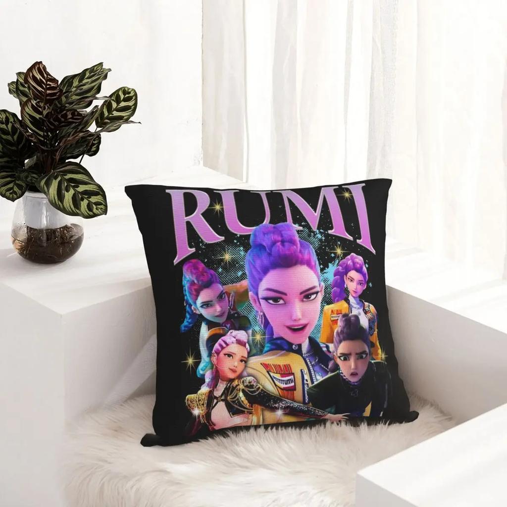 Rumi Kpop Demon Hunters Pillowcase, Double Sided Printing Cushion Cover, Anime Polyester Decor Throw For Home Sofa