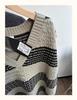 Xiao Wang's Winter Korean Style Plus Size V-Neck Striped Sweater Vest