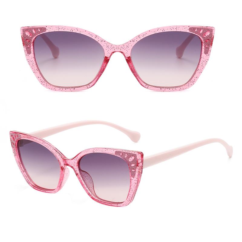 Cute Children Cat Eye Sunglasses Glitter Bling Frame Anti‑UV Fashion Boys and Girls Beach Party Sun Glasses