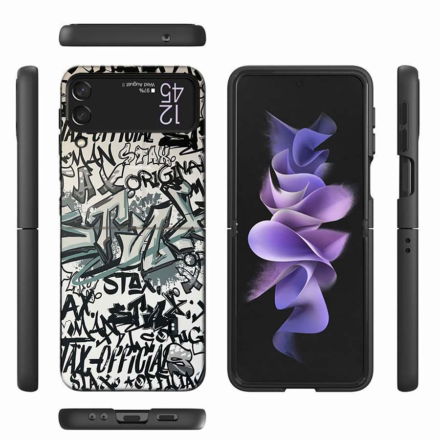 Graffiti pouzdro na telefon pro Samsung Z Flip 6 7 5G Z Flip 5 Galaxy Z Flip 3 4 5G ZFlip Nárazuvzdorný tvrdý kryt TPU PC Coque Capa Měkký
