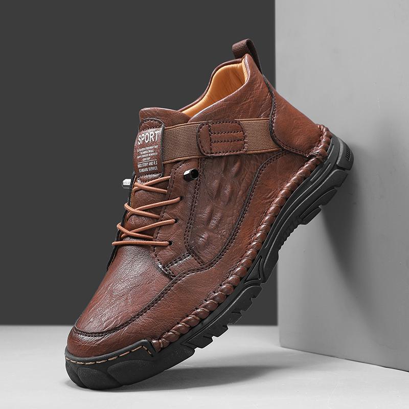 Italienische Herren-Outdoor-Wanderstiefel Lässige Leder-Bequeme Designer-Fahrschuhe Mode Vintage Handgemacht Dicksohlige Sneaker