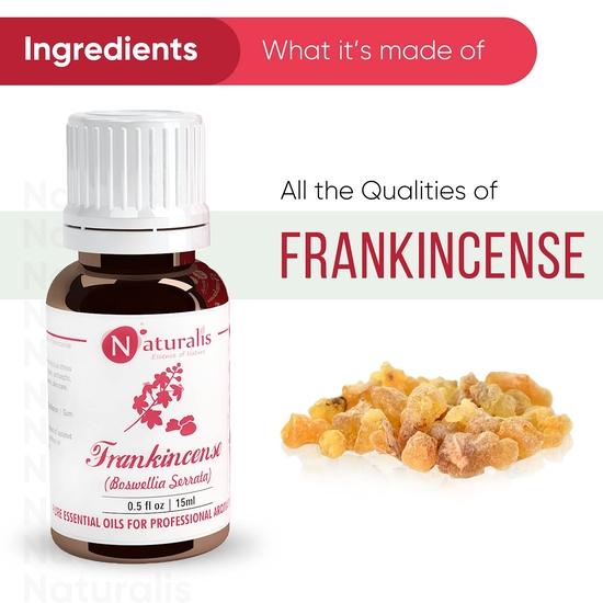 Naturalis Frankincense Oil - Pure and Undiluted Frankincense Essential Oil for Skin Tightening, Fine Lines, and Aromatherapy Benefits - 15ml