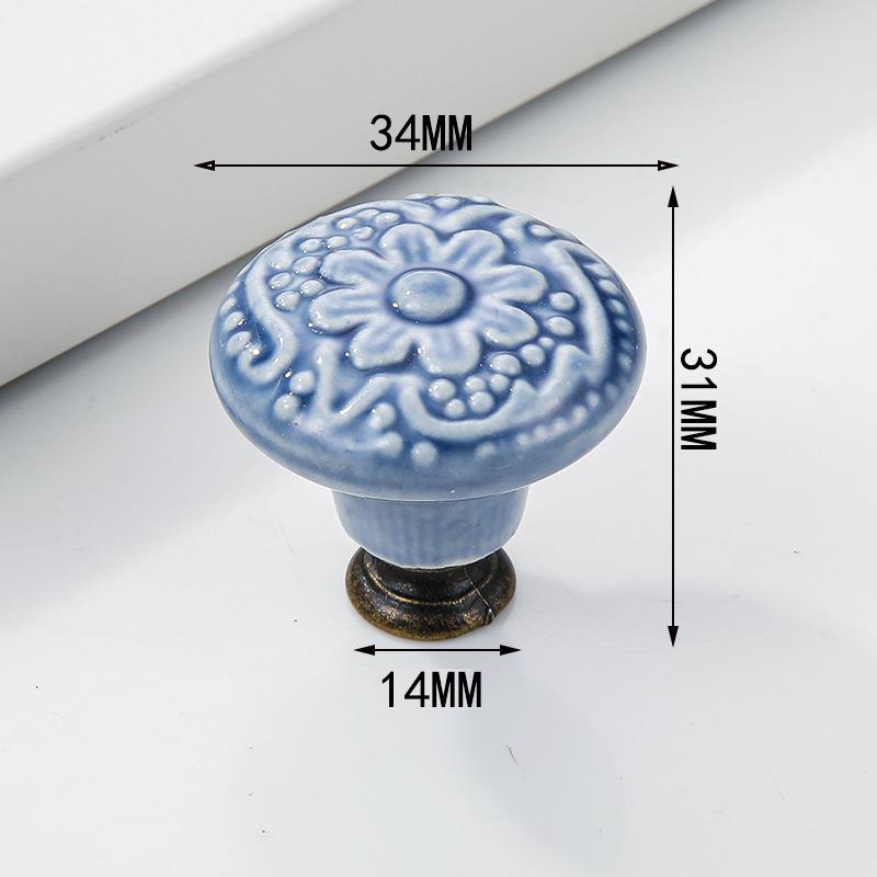 1x Retro Vintage Round Ceramic Drawer Knob Cabinet Handle Cupboard Door Pull kid room Decor blossom Relief Handle Knobs