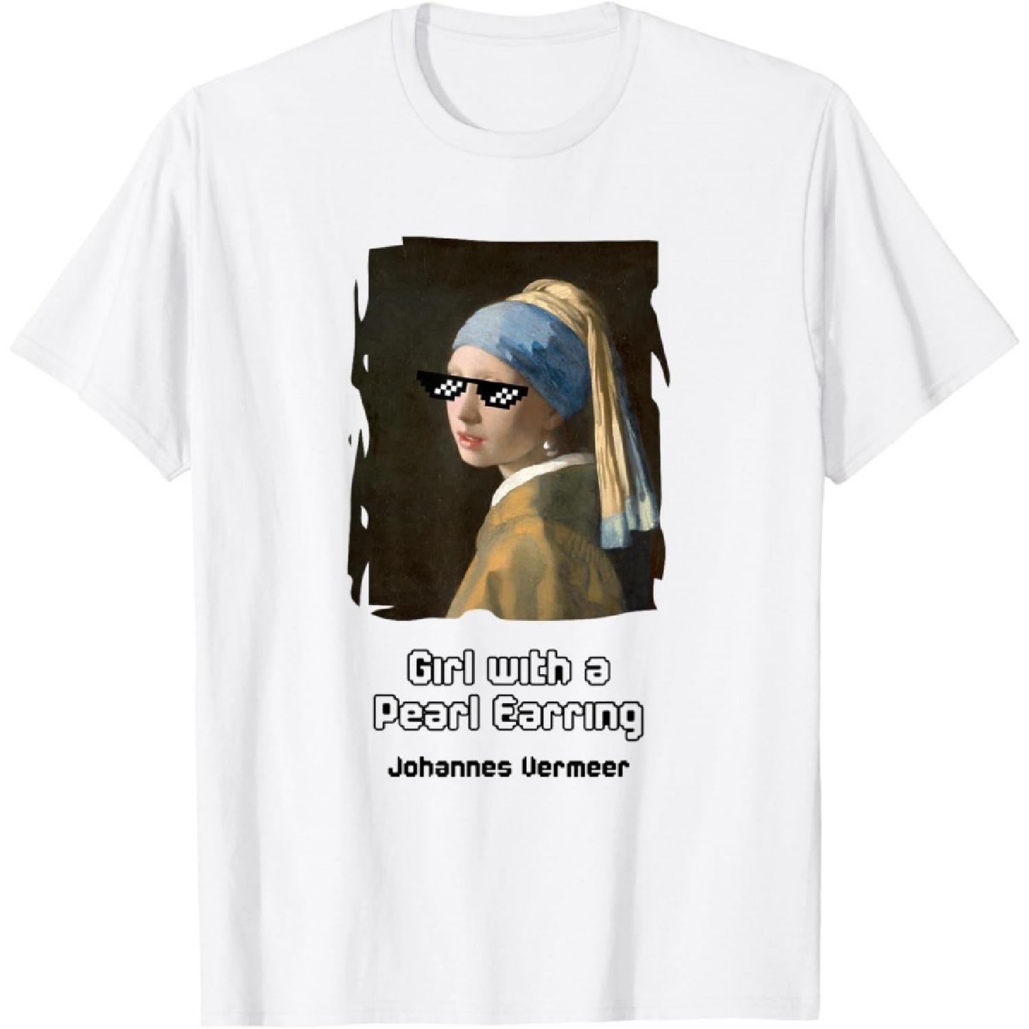 Girl with a Pearl Earring with Sunglasses T-Shirt XXXXXL белый