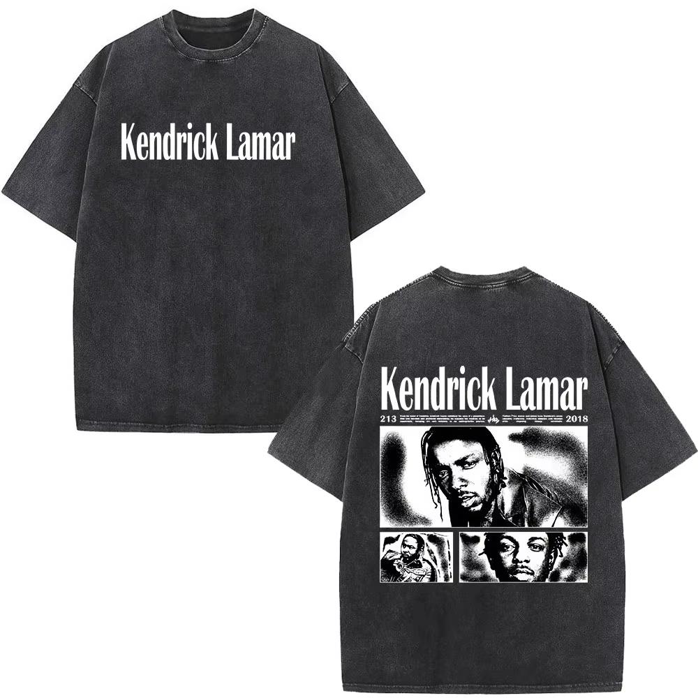Rapper Kendrick Lamar DAMN Washed Tshirt Mens Women Clothing Fashion Vintage Casual Oversized Short Sleeve T Shirts Streetwear
