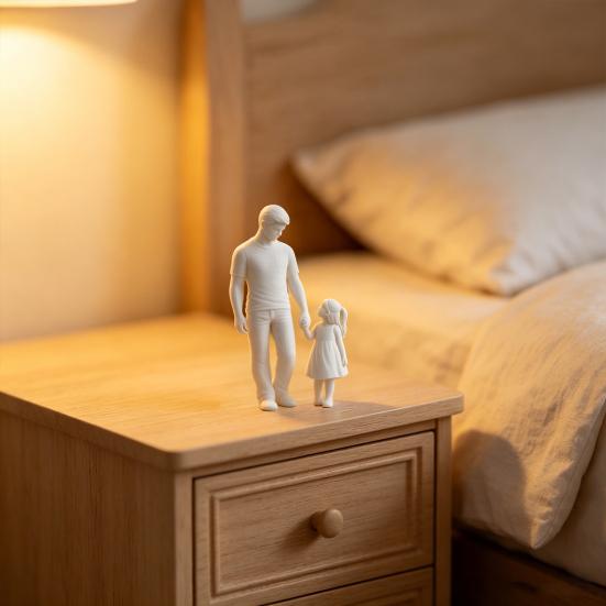Father and Daughter Figurines, Dad Daughter Statues Warm Hand-Holding Design, Sculpted Handmade Figures Gifts for Father’s Day Anniversary Birthday