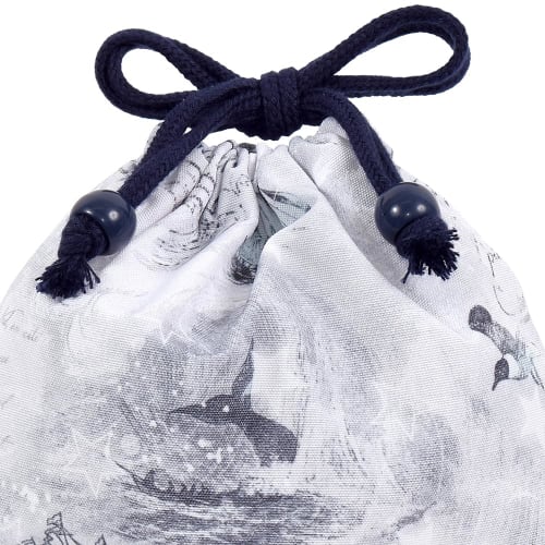 COLORFUL CANDY STYLE Drawstring Lunch Bag, Medium, No Gusset (with Name Tag), Water-Repellent, No-Iron, Whale and Logbook Design, Lightweight, Stain-R