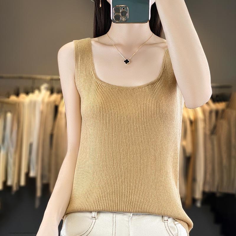 Summer New Loose Short Knitted Sweater Strappy Vest TopSlim-fitting Women's Wear
