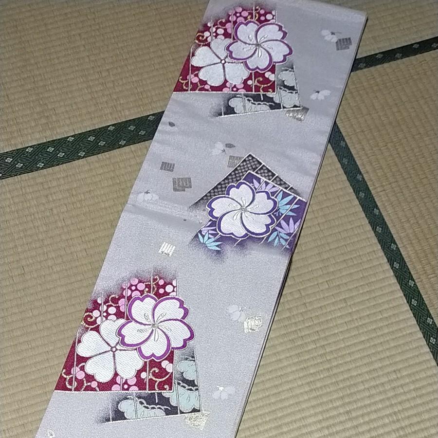 Used Double-sided Pure Silk Nishijin-ori Fukuro Obi Nishijin-ori