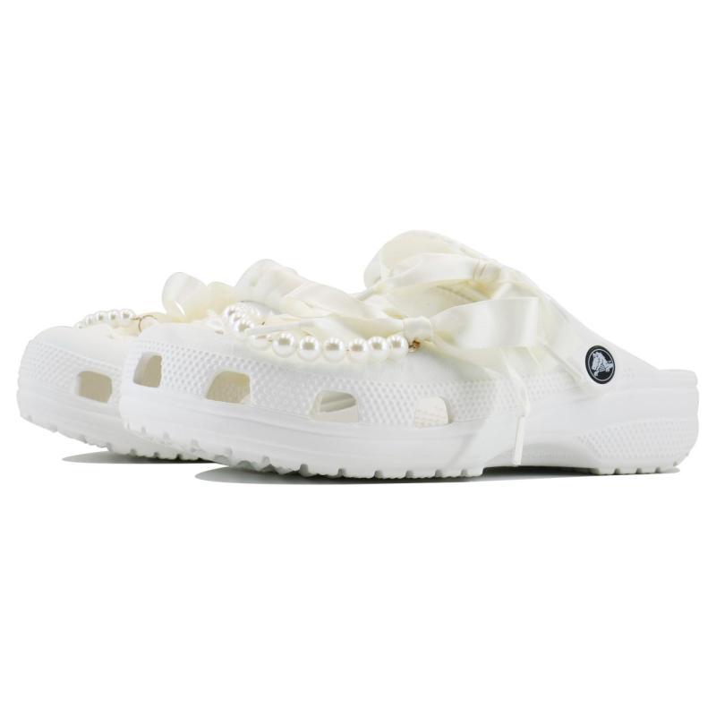 Crocs Classic clog SDS Pearl Girl EVA Dream Style Vintage Strap Sweet Home Casual Beach Hole Shoes Unisex White