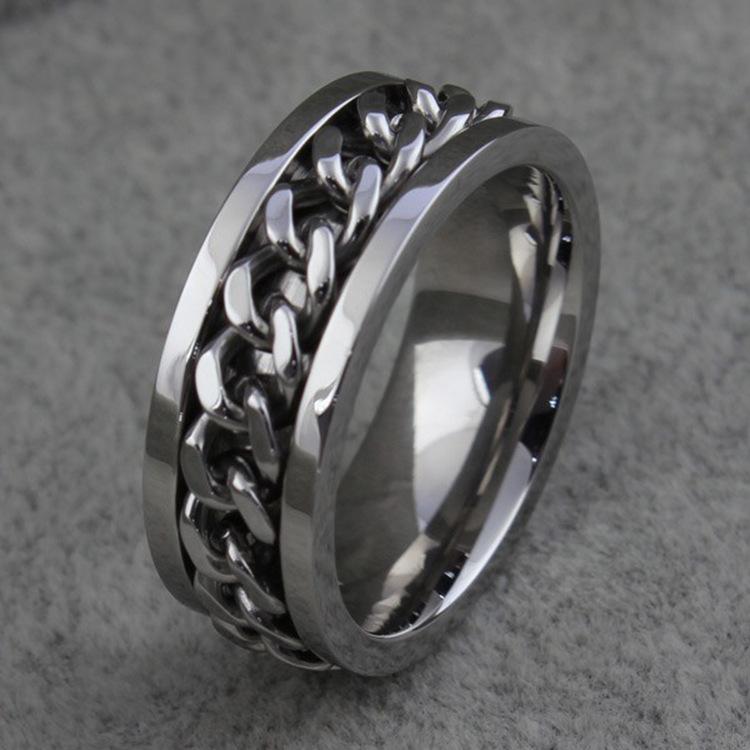 New Vintage 8mm Black Pattern Ring for Men and Women