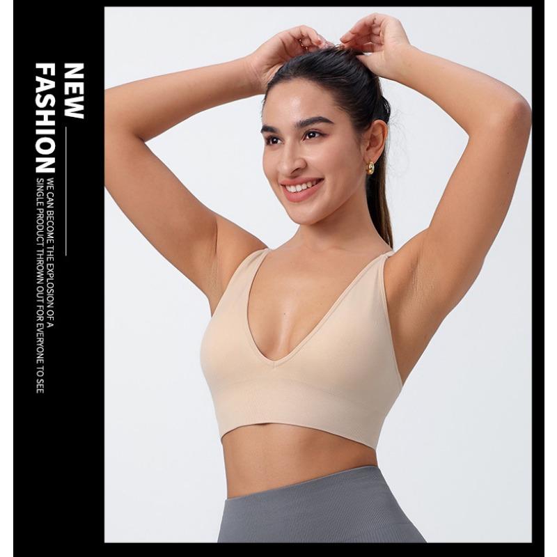 Women Cross Back Thin Strap Shockproof Sports Yoga Bra For Gym Fitness Training