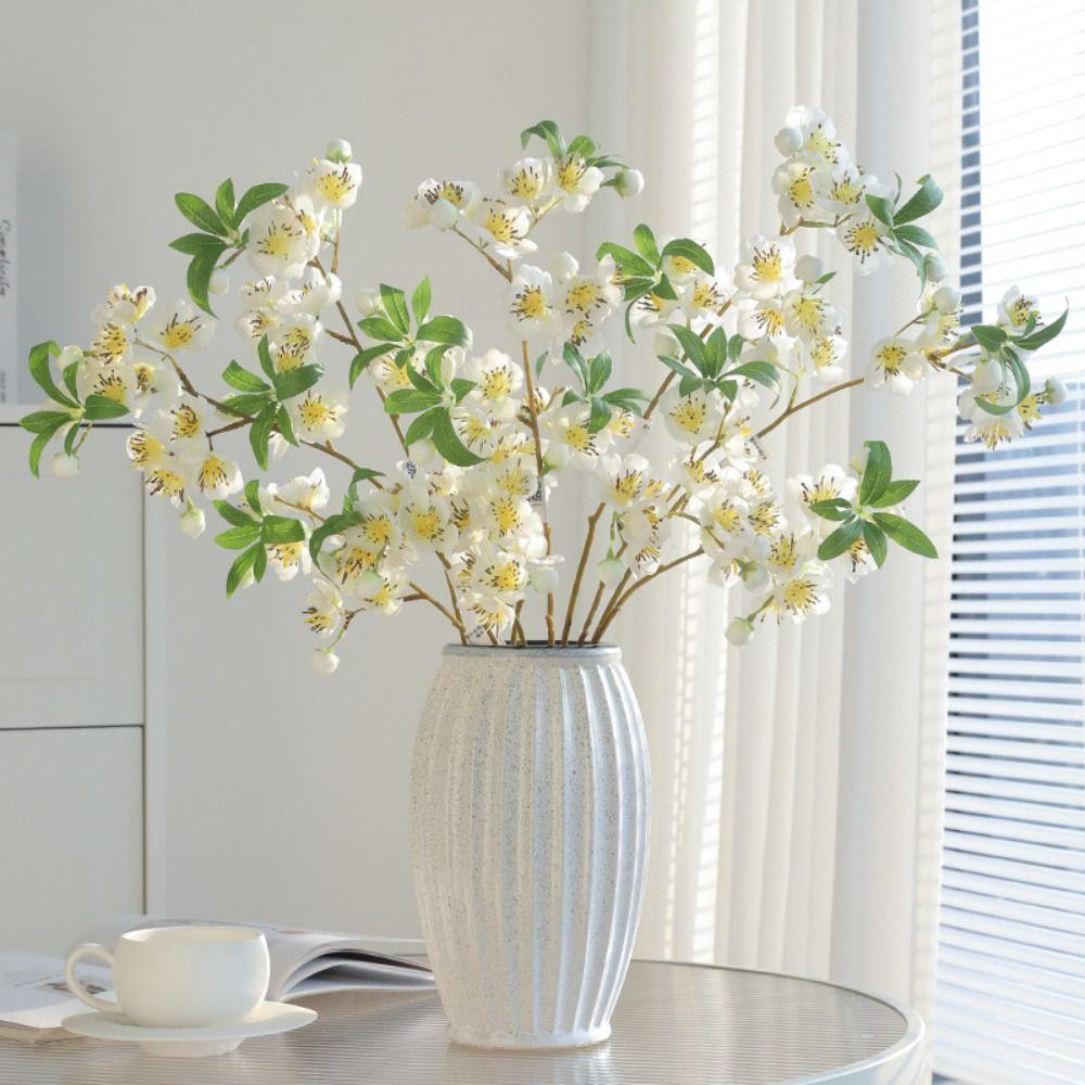 Plastic Silk Peach Blossoms Realistic Fake Flower  Wedding Birthday Party