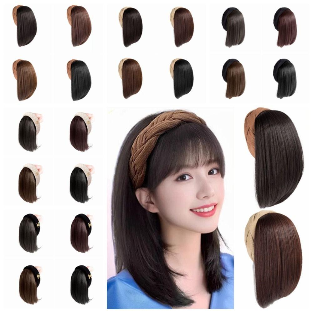 Korean Style Synthetic Headband Wigs Clip In Women Hair Hoop Half Headband Wig