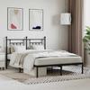 Vidaxl Metal Bed Frame with Headboard, Black, 140X190 Cm